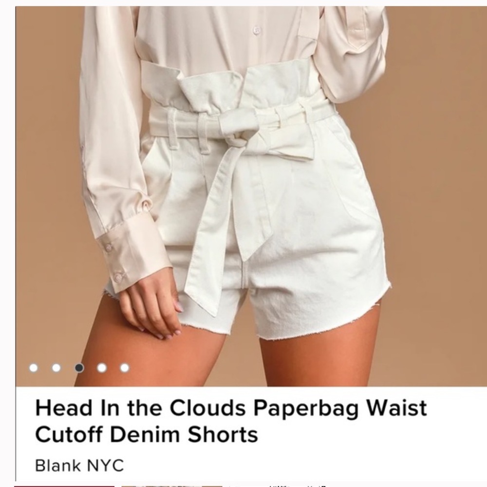 Blank NYC white paper bag denim shorts high waisted with removable tie. Size 24!